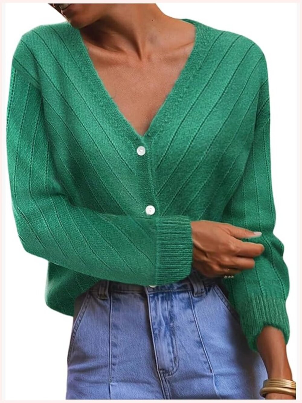 Vintage Hollow Out Cardigan Button Down V-Neck Long Sleeve Oversized Knitted